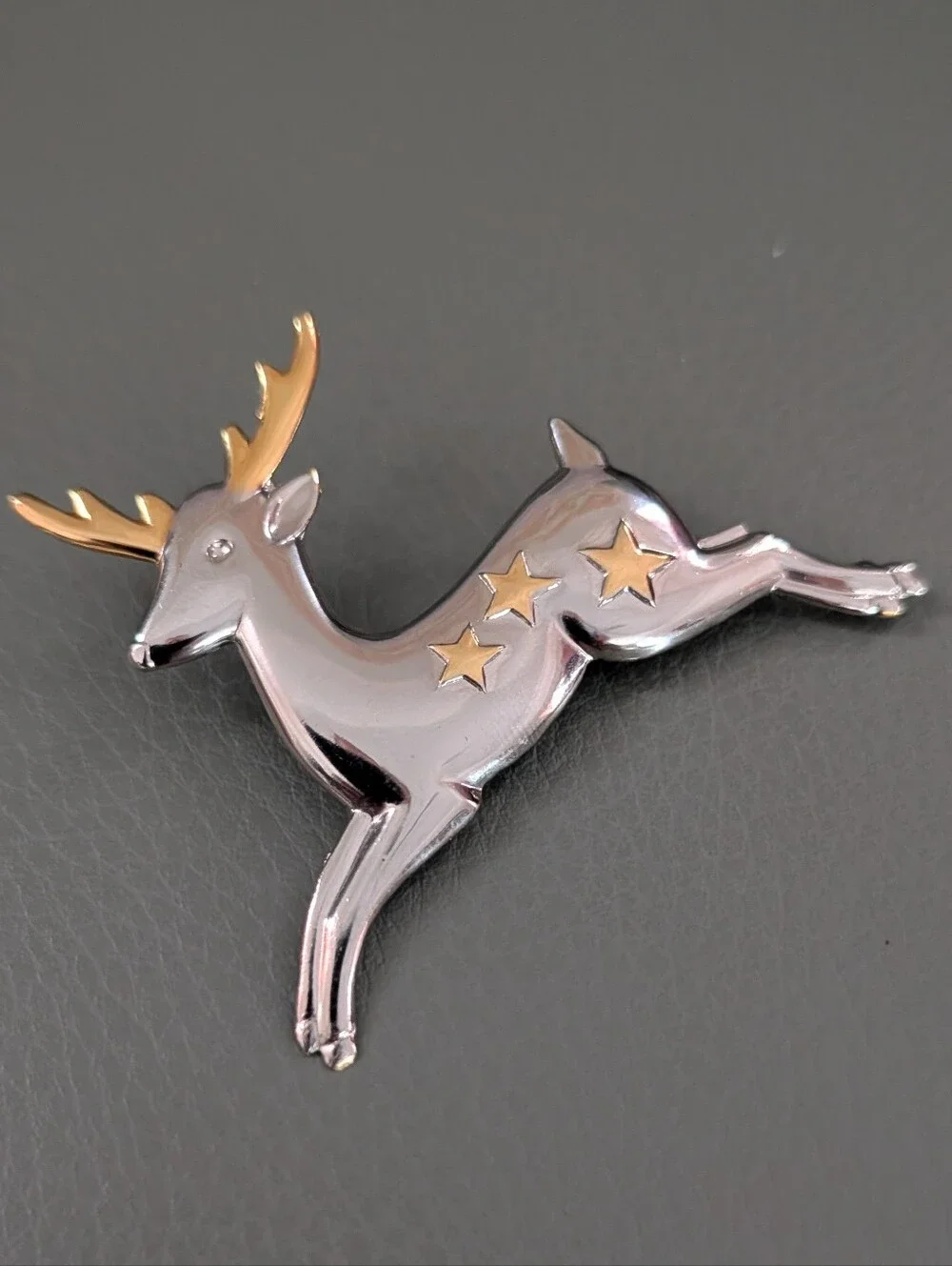 Vintage Hallmard CDS Leaping Reindeer Brooch